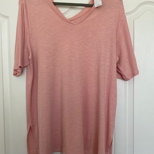 J Jill Pima Double V Elbow Tunic, Dusty Rose XL